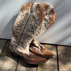 Vintage John B. Stetson Two-Tone Leather Cowboy Boots